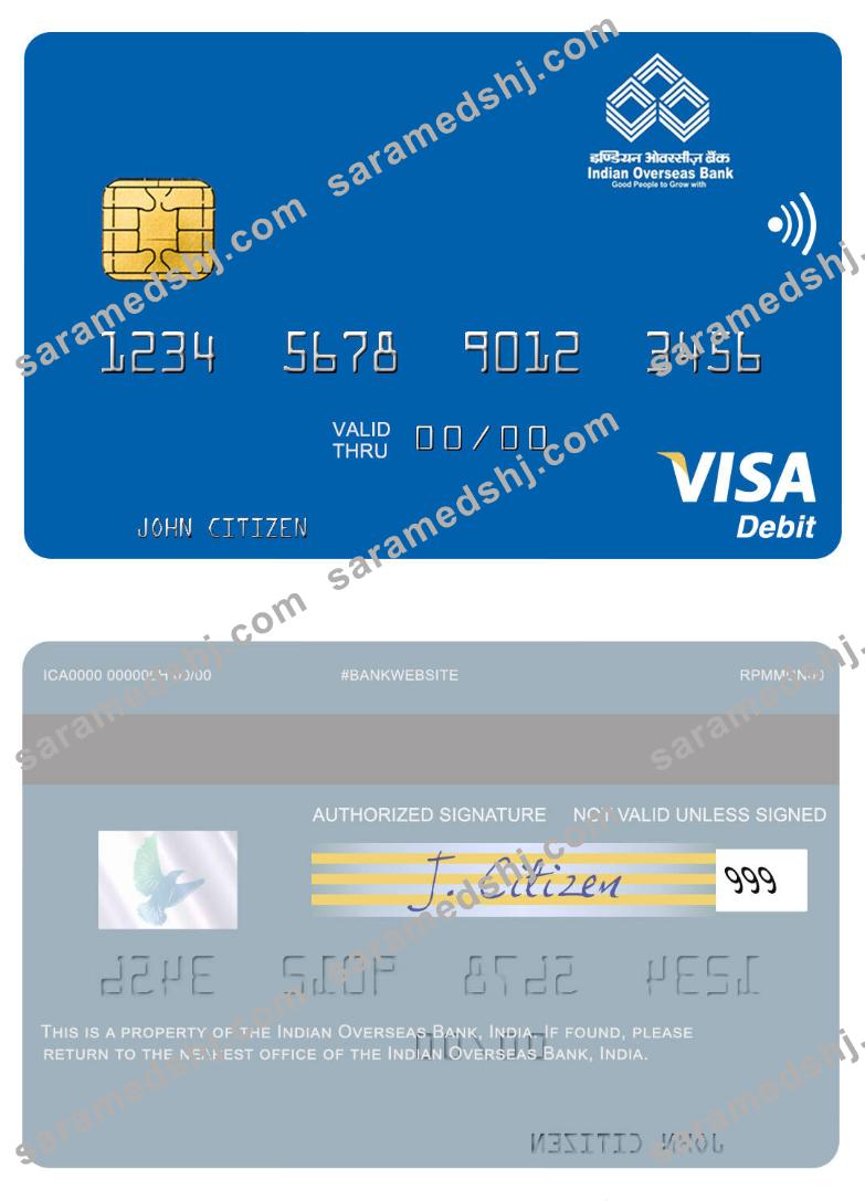 India Indian Overseas Bank visa debit card